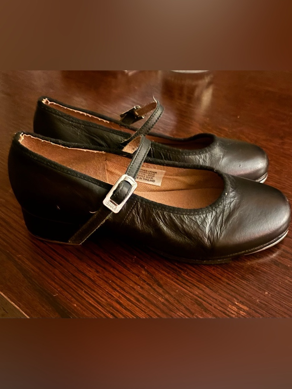 Bloch Black Leather Kids Mary Jane Flats with Buckle Strap